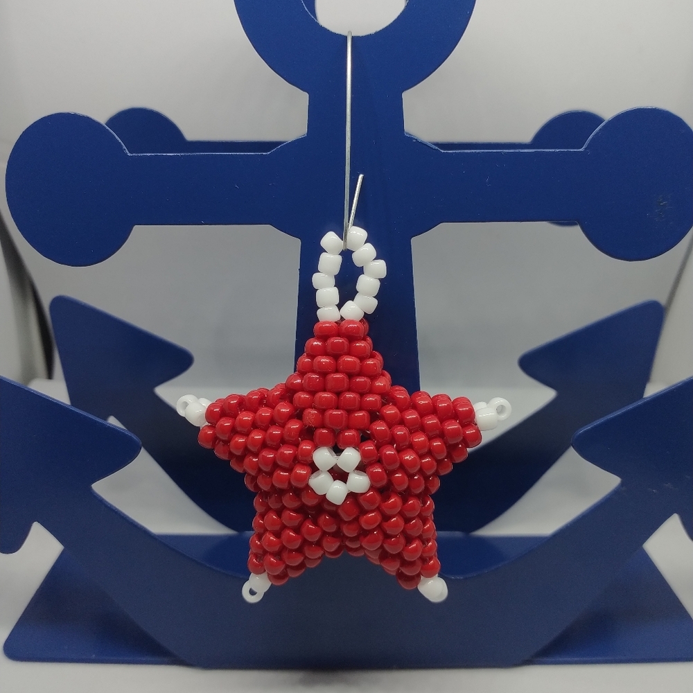Handmade 3D Seed Bead Christmas Holiday Ornament